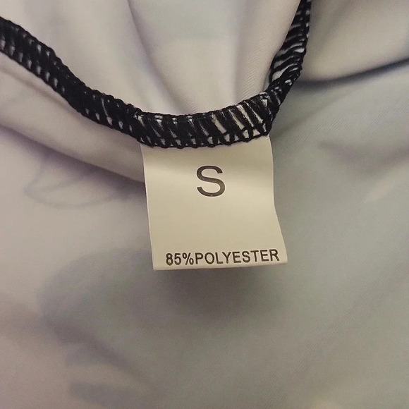 Womens White Flower Navy Blue Bathing Suit Tankini Top Padded Size Small - Picture 2 of 7